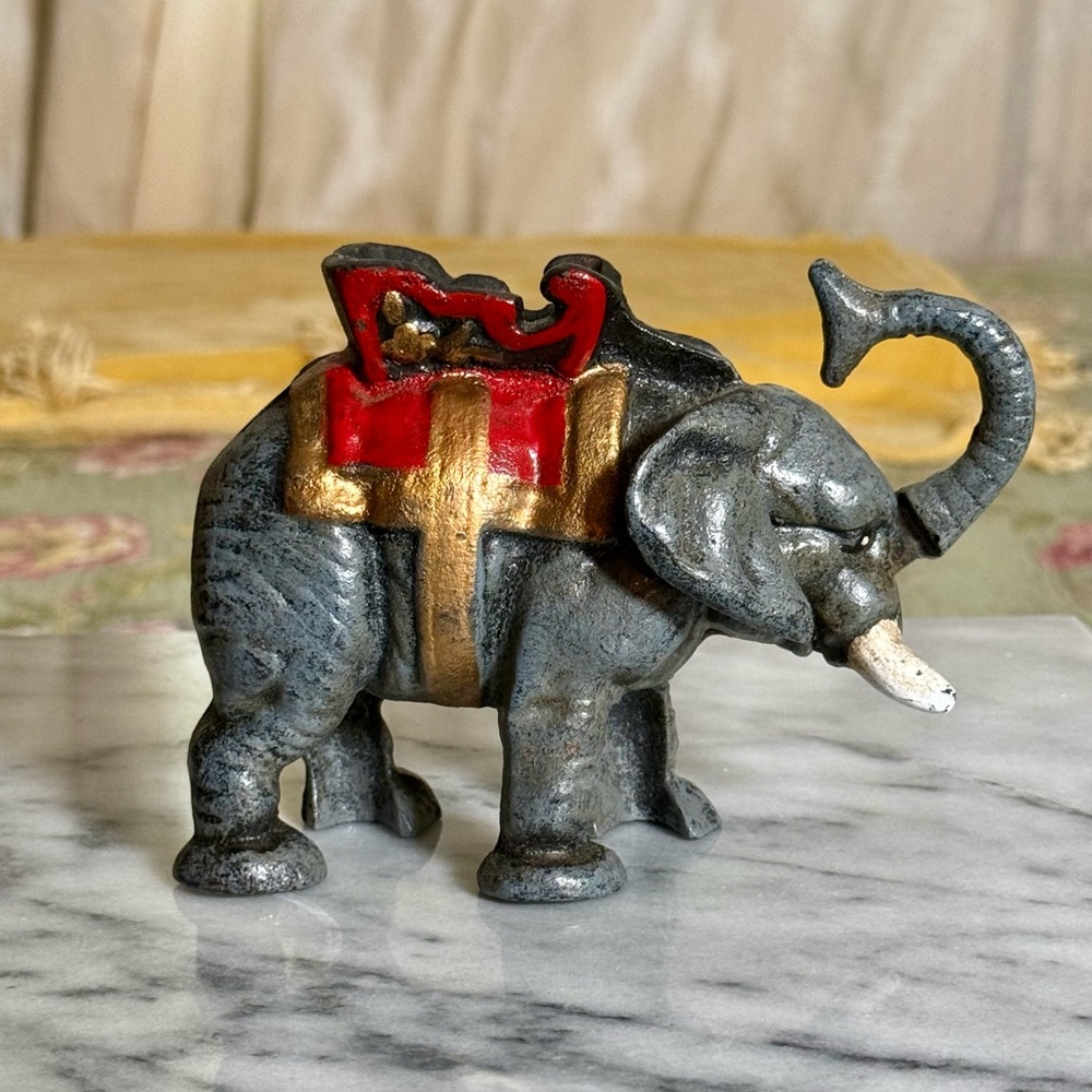 VTG ~ Early Cast Iron Mechanical Elephant 🐘 Piggy Bank